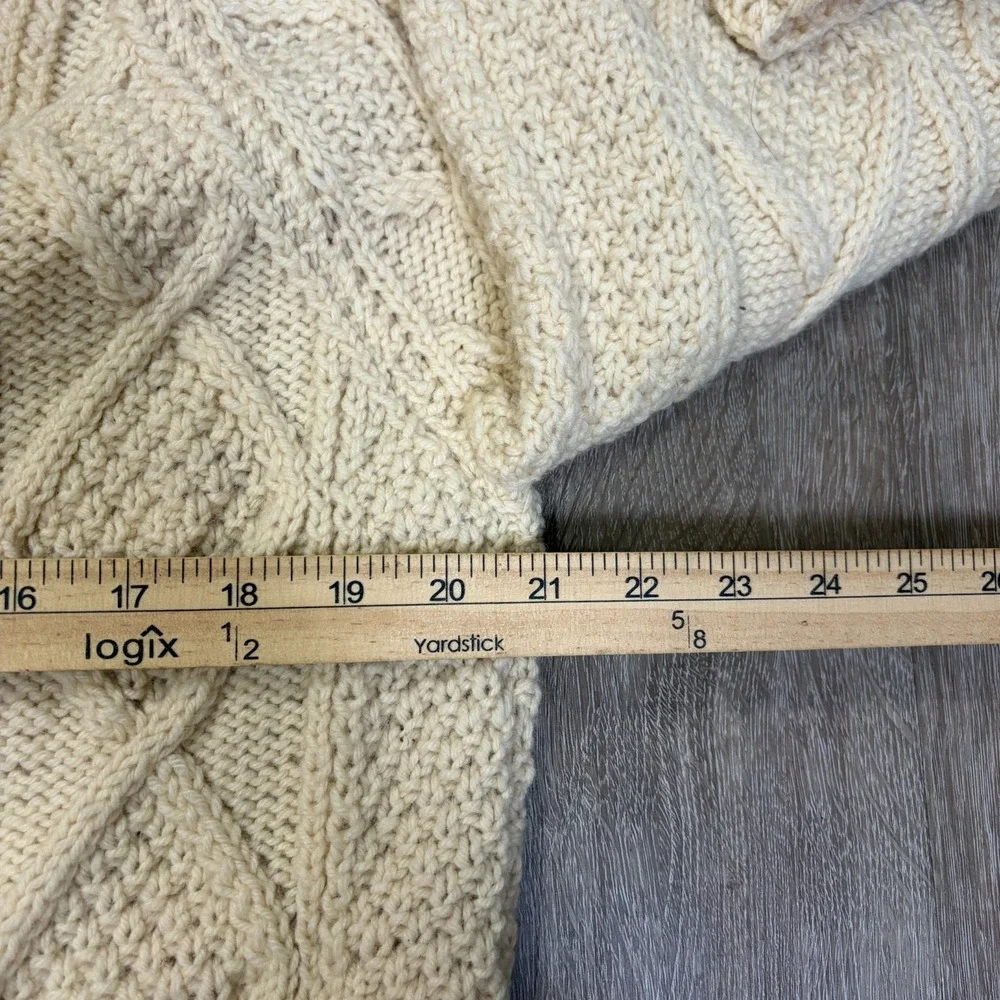 Standun Wool Cardigan Beige Cable Knit Button Sweater Womens Large Ireland
